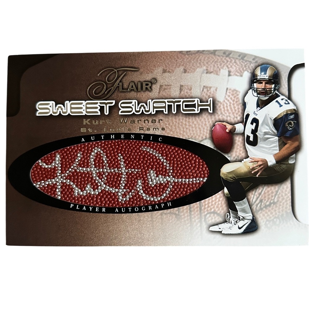 2002 Fleer Flair Sweet Swatch Kurt Warner Autograph Jumbo Card St. Louis Rams